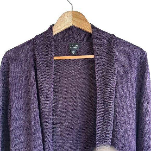 Eileen Fisher Silk Blend Purple Open Cardigan Sweater Size Small - Picture 4 of 6